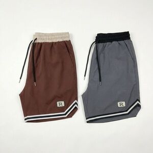 Romwe Men's Retro Basketball Shorts Bundle | 2 Pairs | Size M | Brown & Gray